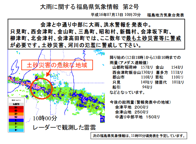 図形式府県気象情報の例